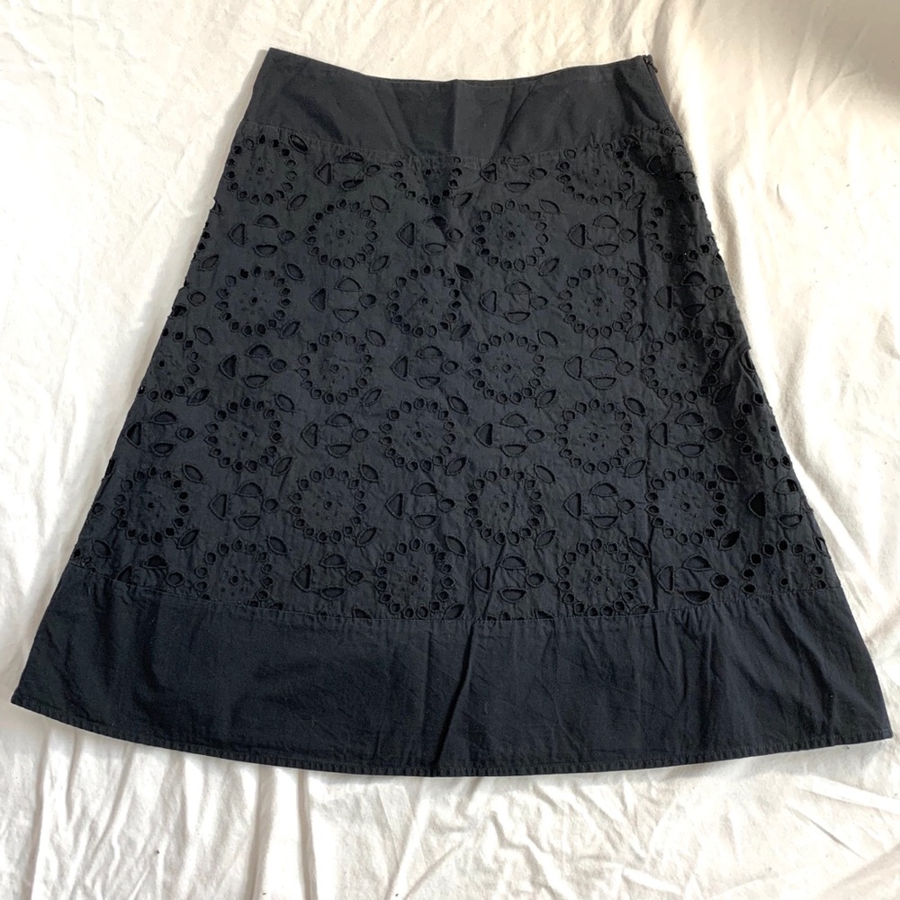 EUC Isda & Co Black Eyelet Skirt Spring Summer